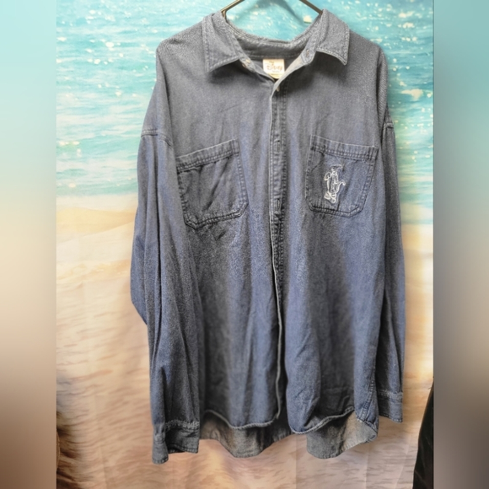 Disney Store Denim‎ Look Long Sleeve Button down shirt Size XXL Tigger